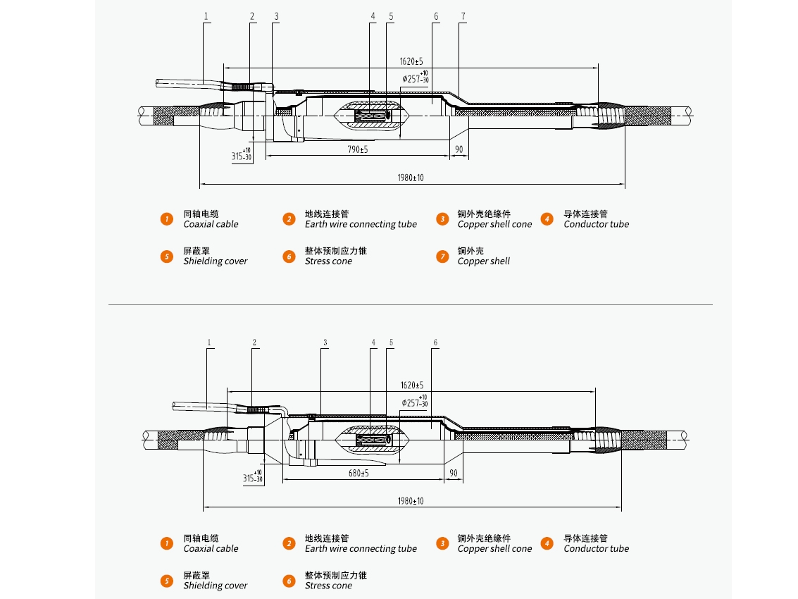 66-110kV Integral prefabricated insulation / straight through intermediate joint,